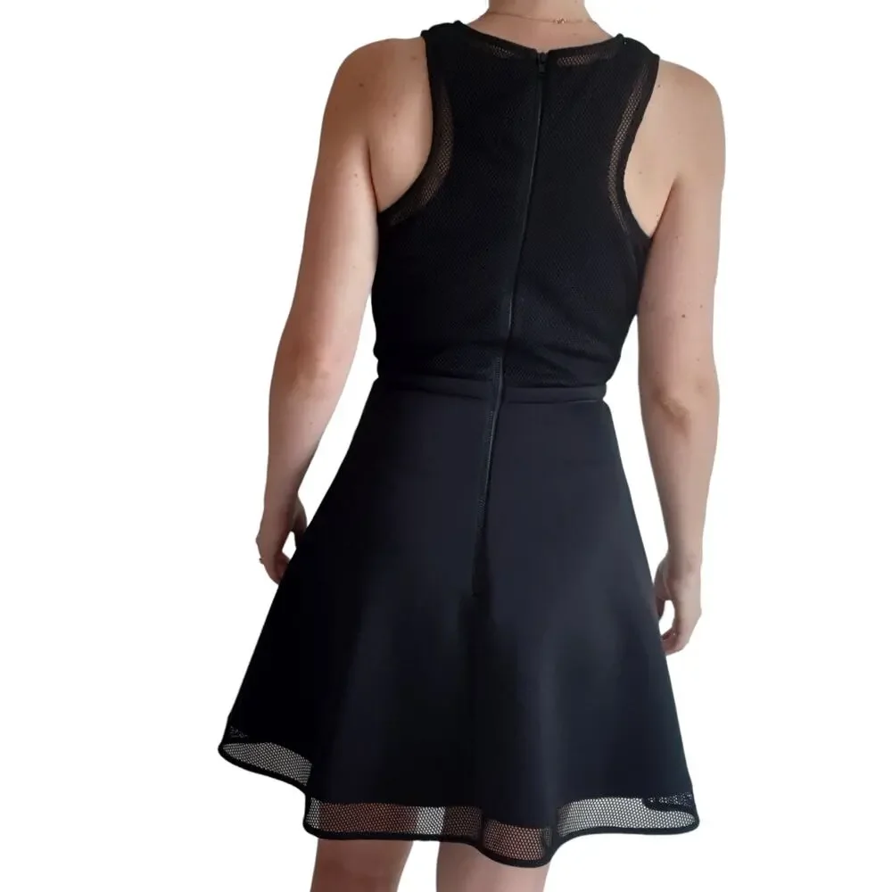 NWT Camilla and Marc Black Dress A-Line Mini Size 2 Scuba Net Top Night Out - Picture 4 of 16